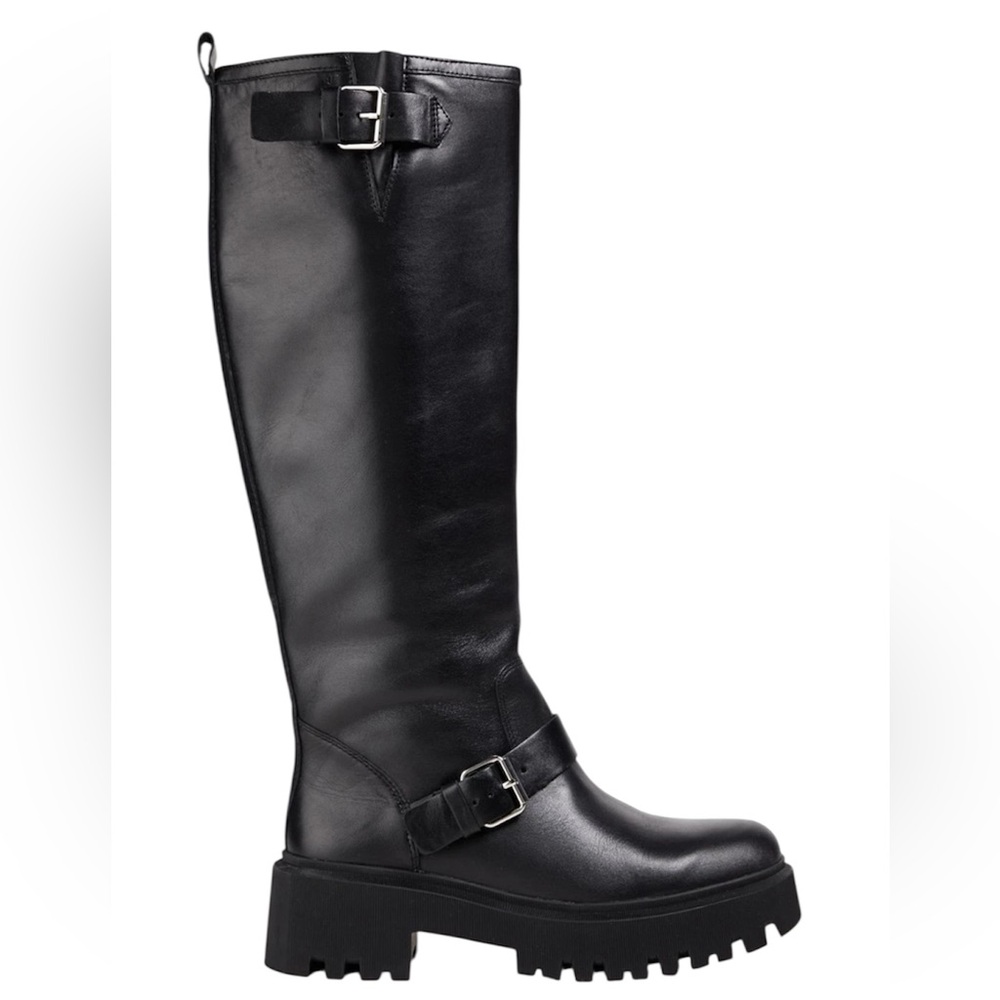 Maje Black Leather Knee-High Boots size 39